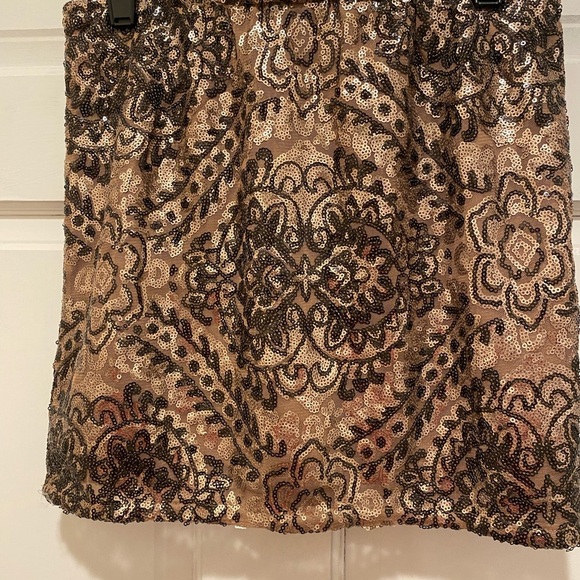 Coveted Clothing Brown Cream Embellished Mini Skirt - Picture 3 of 4